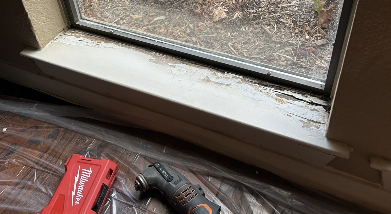 Rotted window sill repaired by ServiceBeaver in Keller DFW Texas